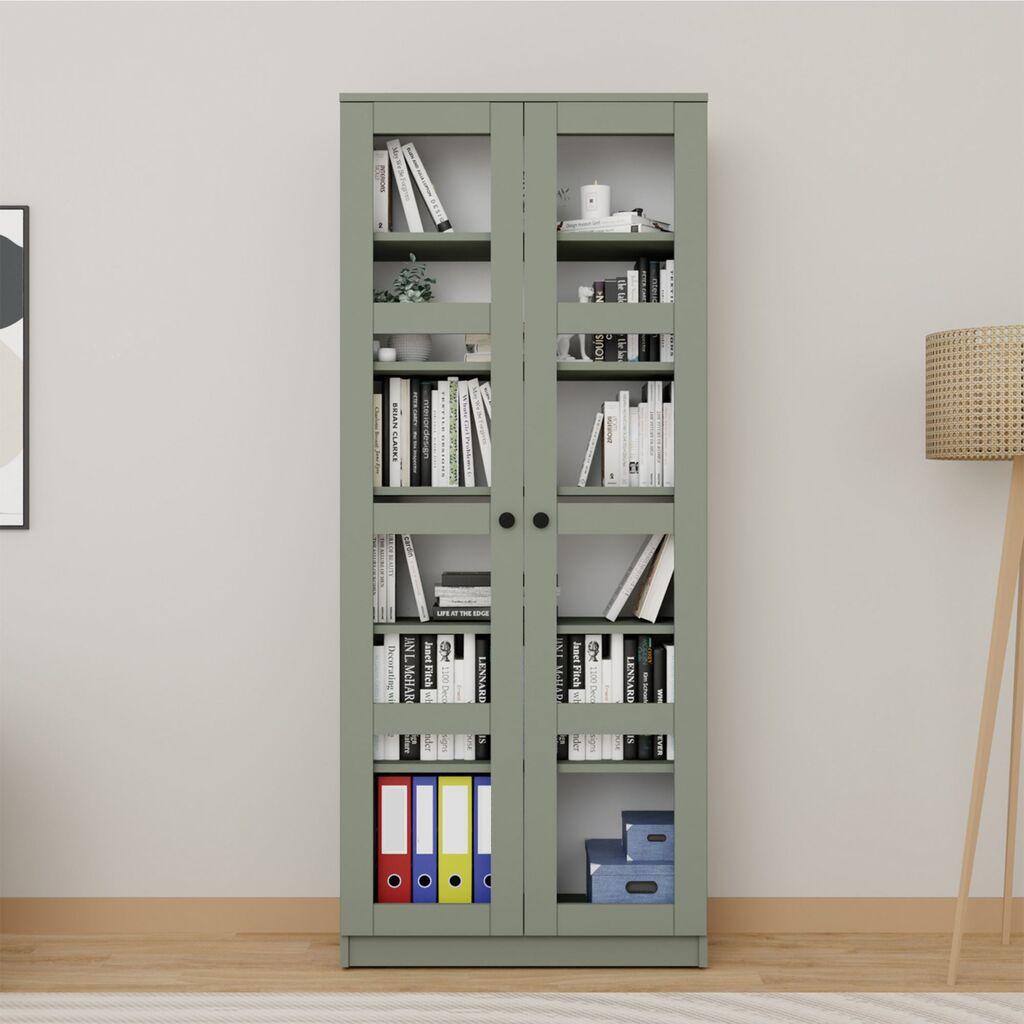 Мултифункционален гардеробер Hanah Home Lucas Glass 1600-76, 80x190 см, маслинеста боја