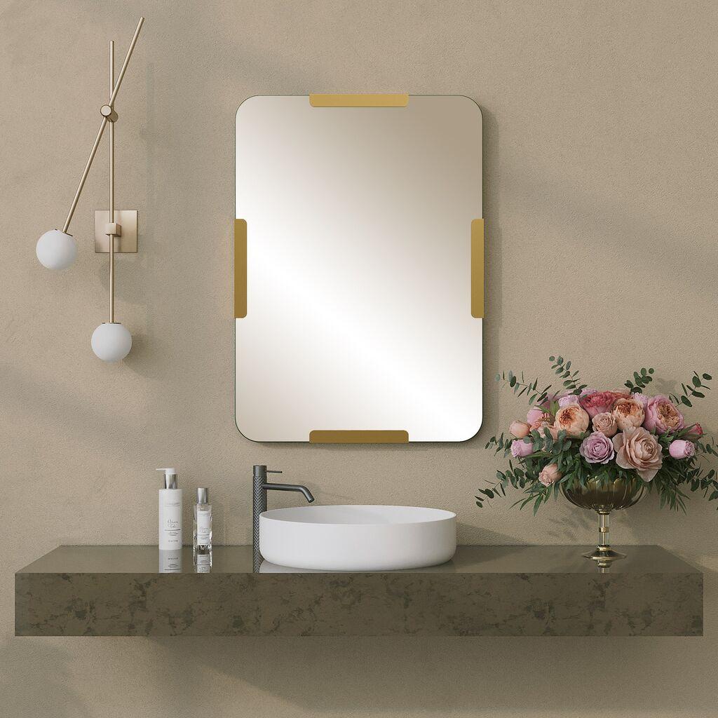 Огледало од пердуви Hanah Home, 50x70 см, златно