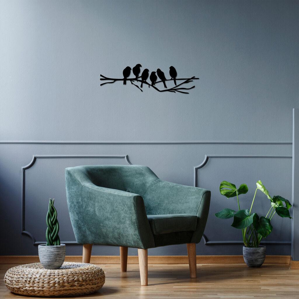Wallity декорација за dzид Птици на гранката, 21x70 см, 1,5 см, црна