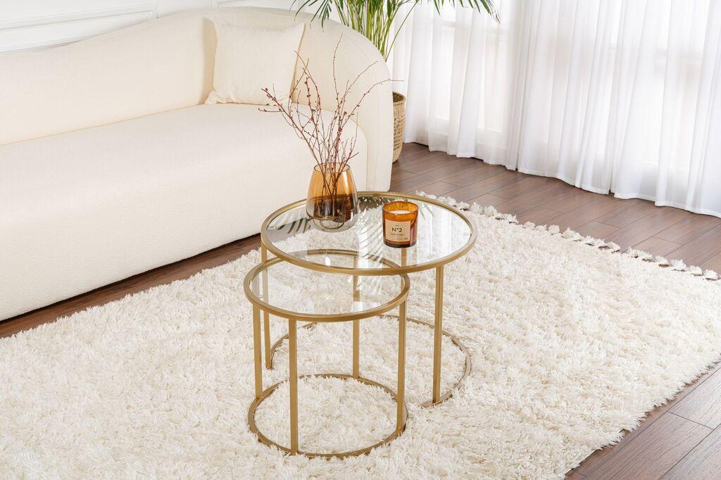 Комплет за маса Hanah Home Klub Aurum, 60x60x43 см, 42x42x39 см, 2 парчиња, златни бои