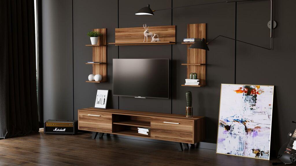 Hanah Home Сет ТВ Комода и 3 полици Rb-165, 180x45x40 см, орев