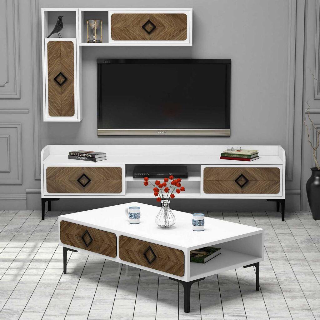 Комплет мебел за дневна соба Hanah Home Samba, 4 парчиња, бел