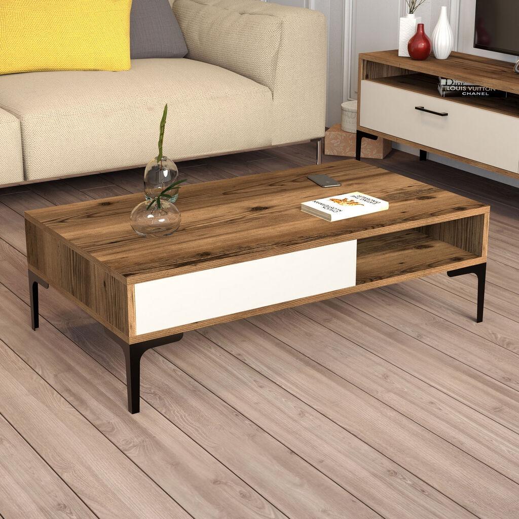Маса Hanah Home Club Истанбул, 105x32.6x60 см, кремасто-кафеава