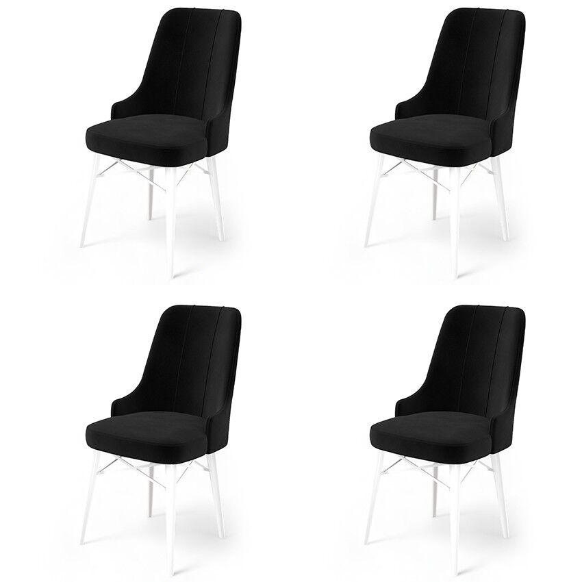 Комплет столчиња Hanah Home Pare, 46x94x46 см, 4 парчиња, црно-бели