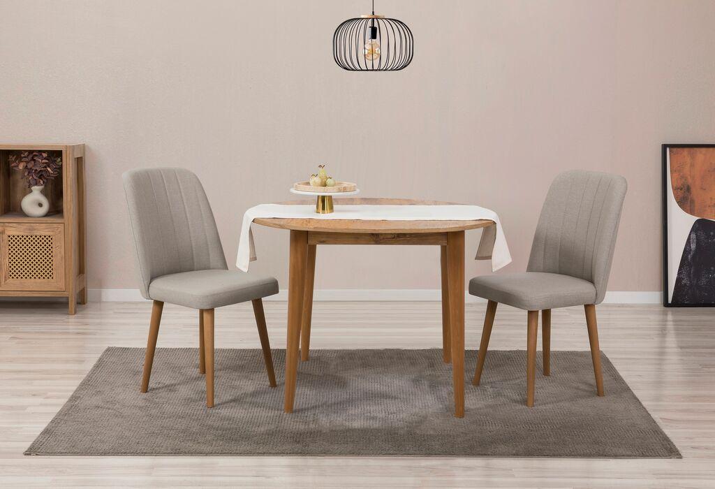 Трпезариска маса Hanah Home Set и 2 трпезариски столчиња Vinah 1005, даб