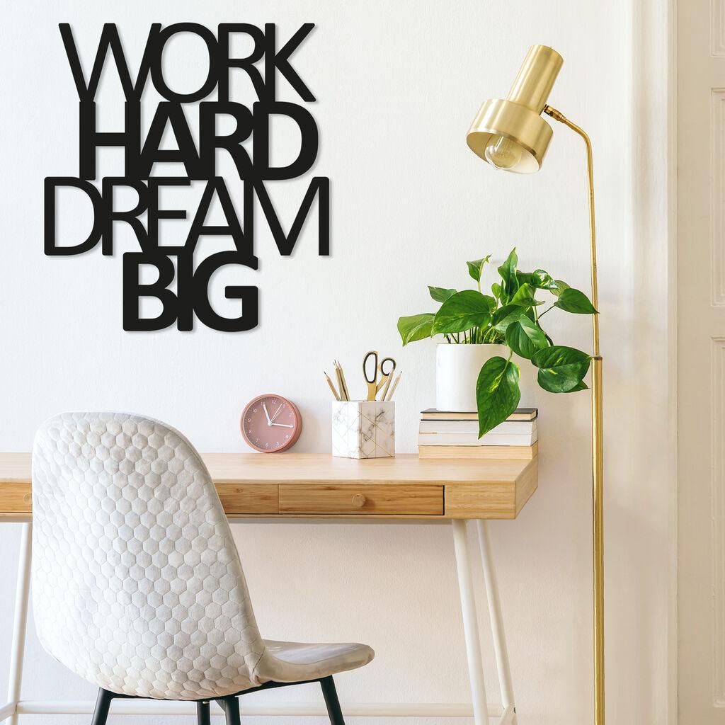 Wallity декорација за ѕид Work Hard Dream Big, 65x70 см, 1,5 мм, црна