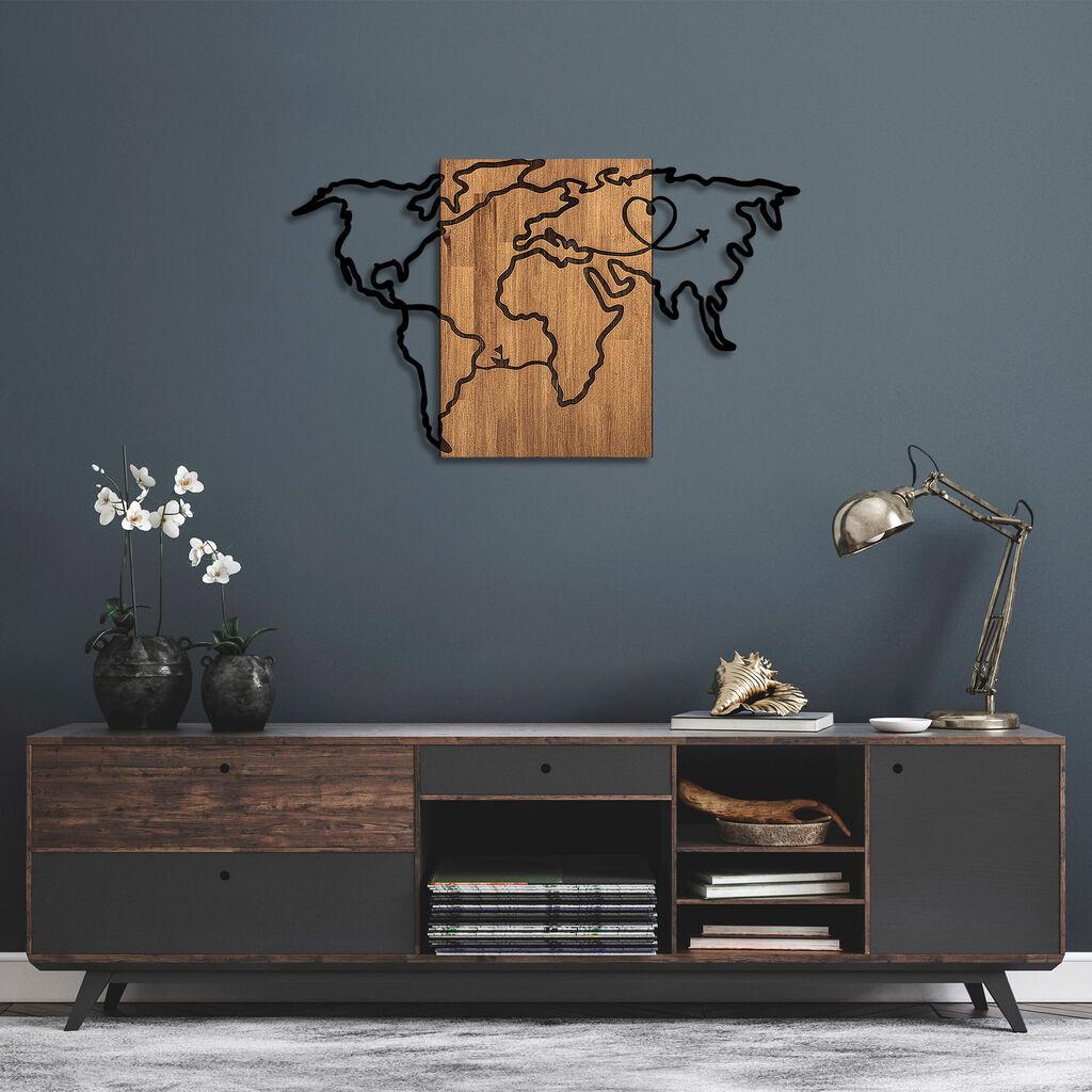 Wallity декорација за dzид Wold Map-316, 118x3x70cm, даб