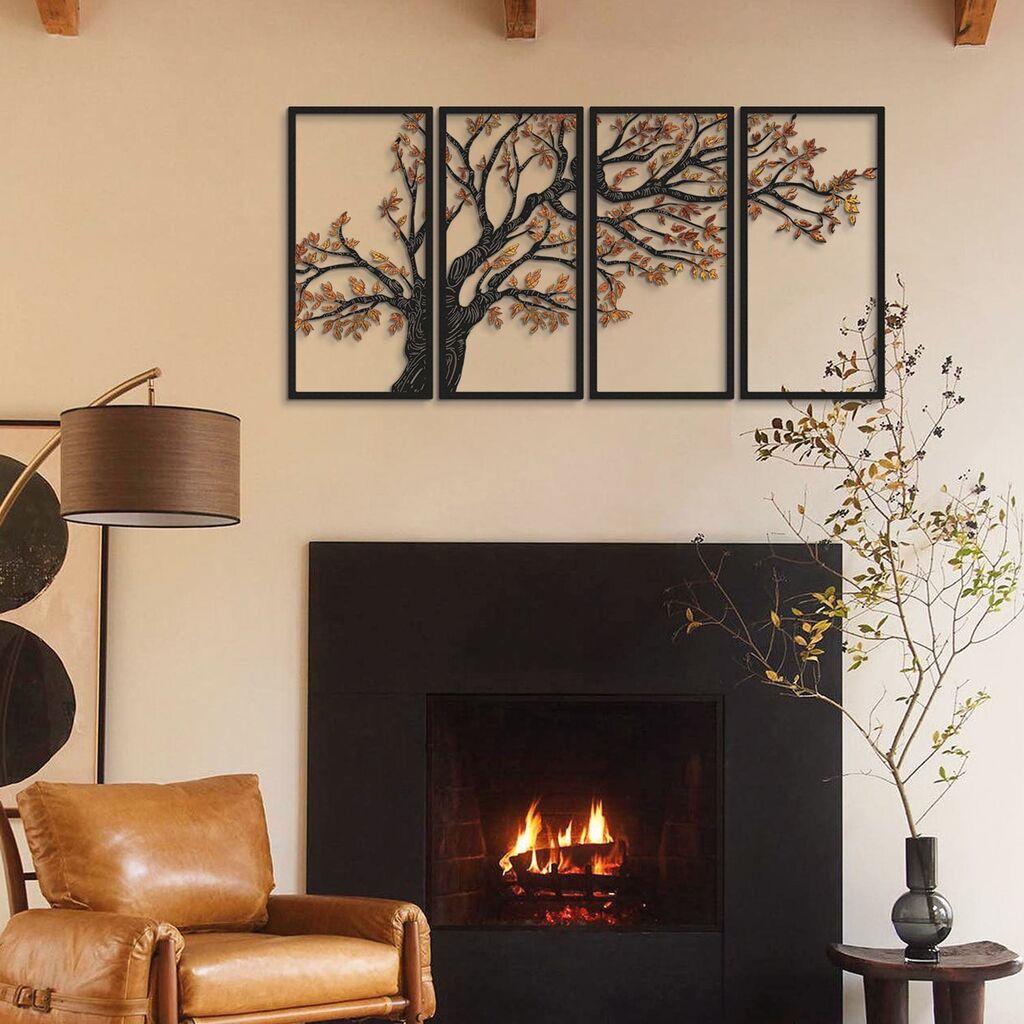 Wallity Комплет декорации за dzид Autumn Vibes-APT740 S, 48x98 см, 1,2 мм, 4 парчиња, црна