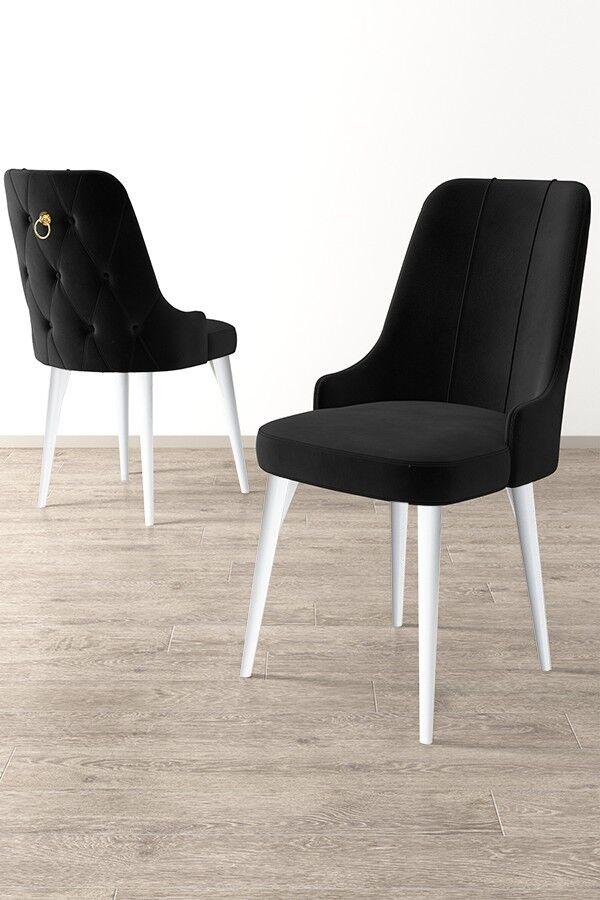 Комплет столчиња Hanah Home Newa, 46x94x46 см, 2 парчиња, црно-бели