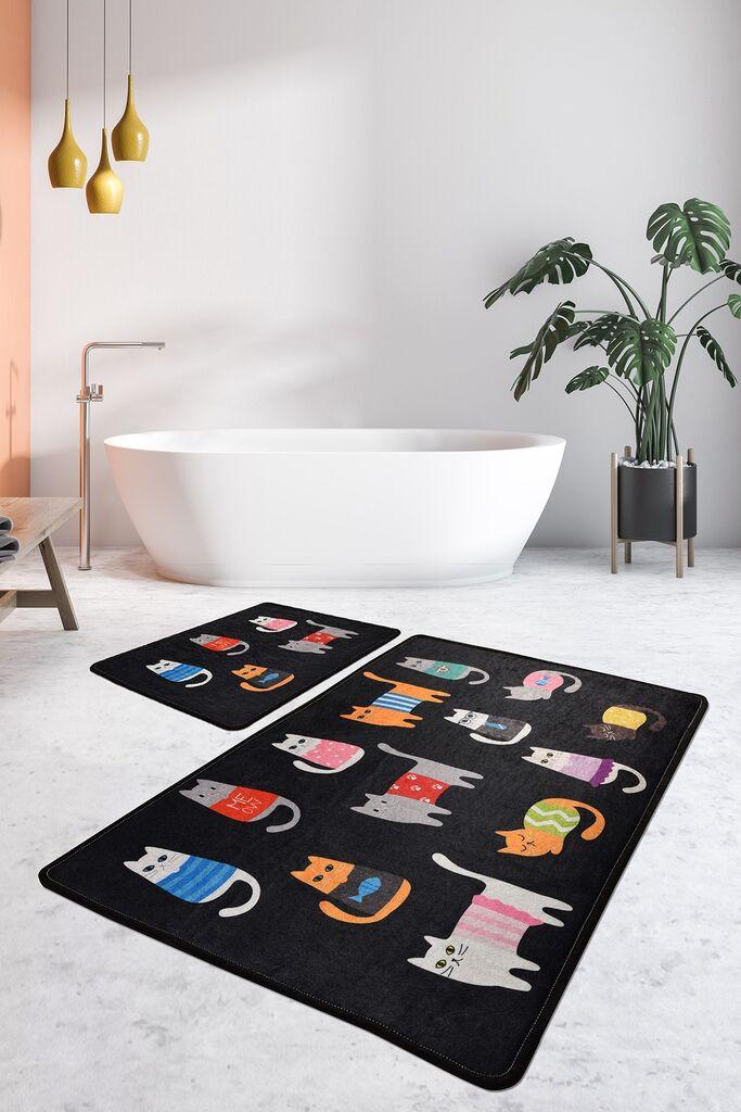 Простирка за капење L'Essentiel Maison Black Cats, 2 парчиња, Шарена