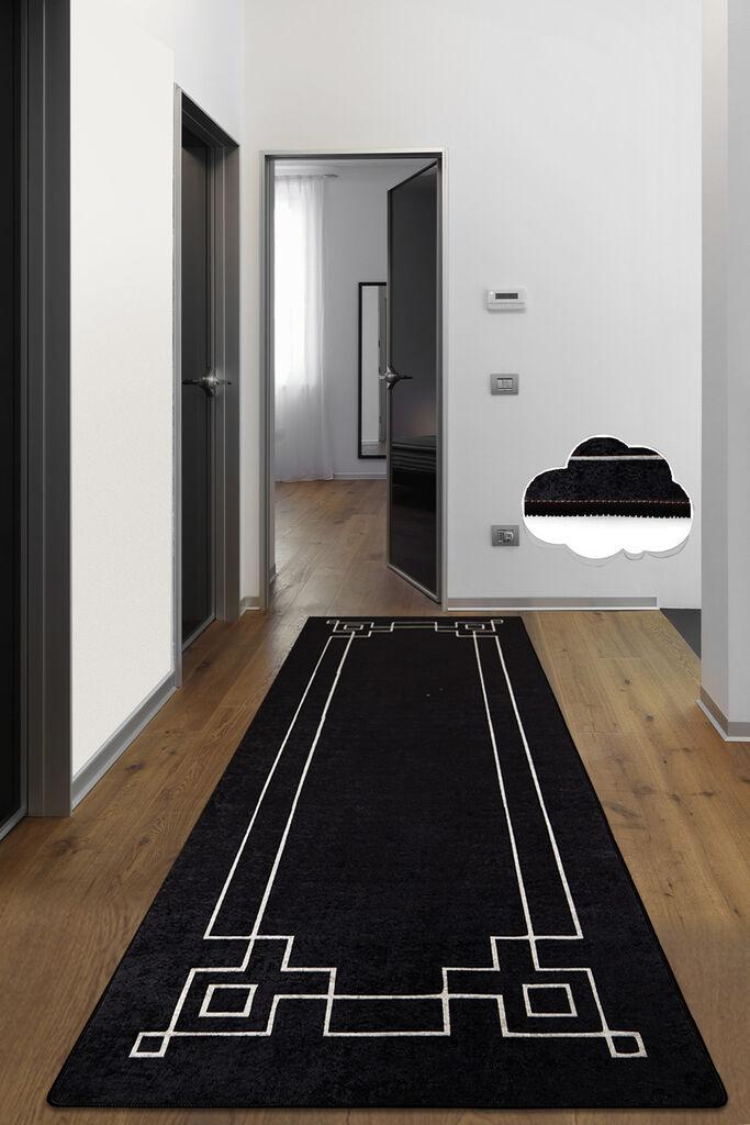 Квадратен тепих Conceptum Hypnose, 80x200 см, црно-бел