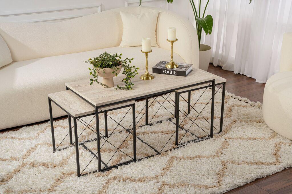 Комплет за маса Hanah Home Club Defne, кремасто-црна