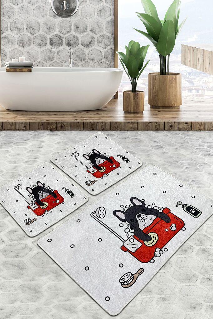 Простирка за туширање L'Essentiel Maison Dogs, 3 парчиња, сива боја