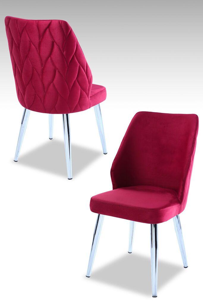 Комплет столчиња Hanah Home Poufy, 48x90x43 см, 4 парчиња, сребрено-црвена