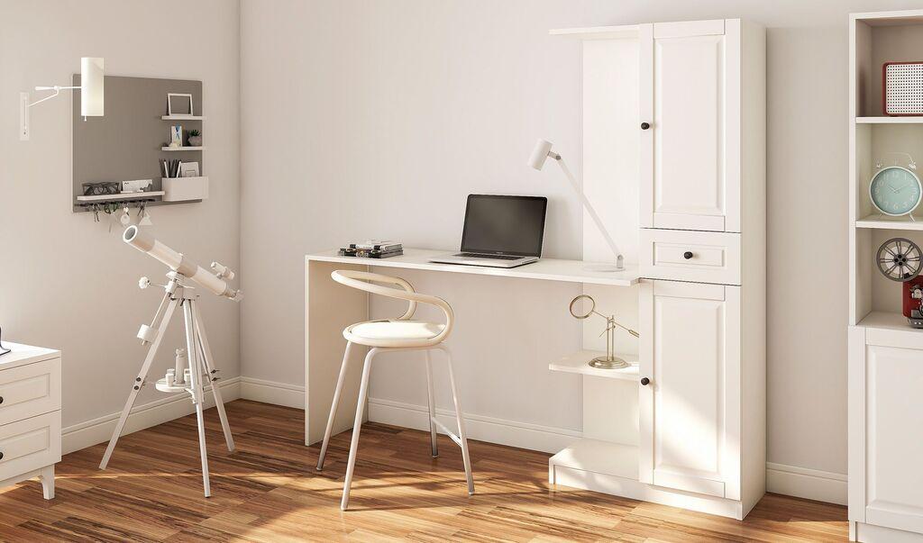 Гарнитура биро Hanah Home со полица за книги Rb-021, бела