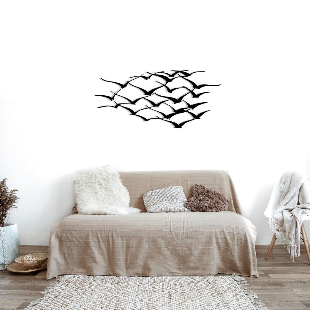 Wallity декорација за dzид „Стадо птици", 120x55 см, црна