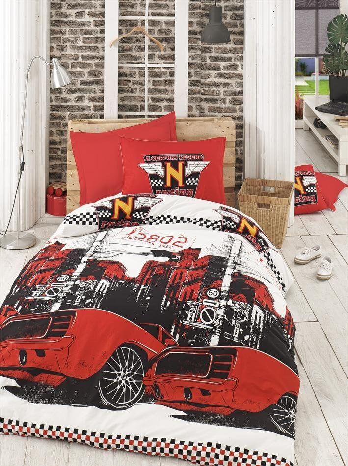 Постелнина L'Essentiel Maison Ranforce Bolide, 200x220 см, црвена и бела