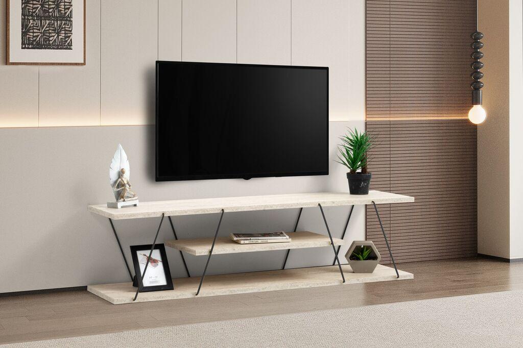 ТВ кабинет Hanah Home Canaz, 120x33x30 см, крем-црн