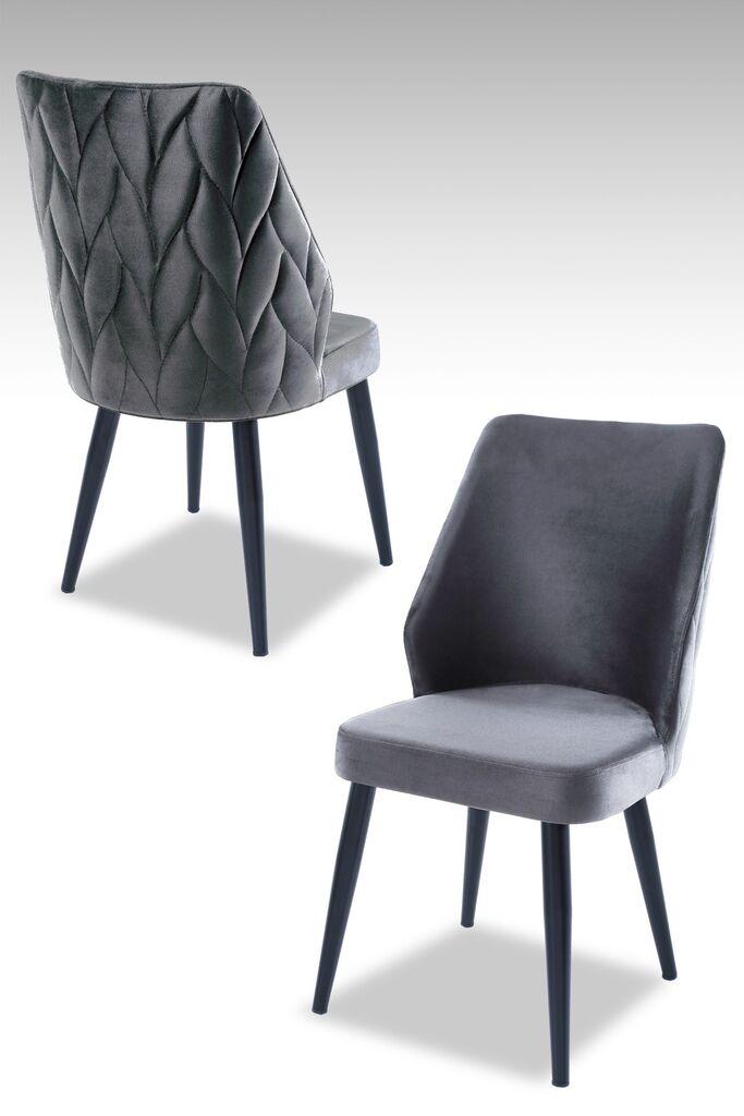 Комплет столчиња Hanah Home Poufy, 48x90x43 см, 4 парчиња, сиво-црна