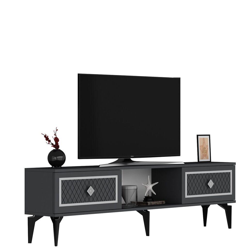 Комода за телевизор Hanah Home Herry, 150x44.6x29.6 см, антрацит-сребрена