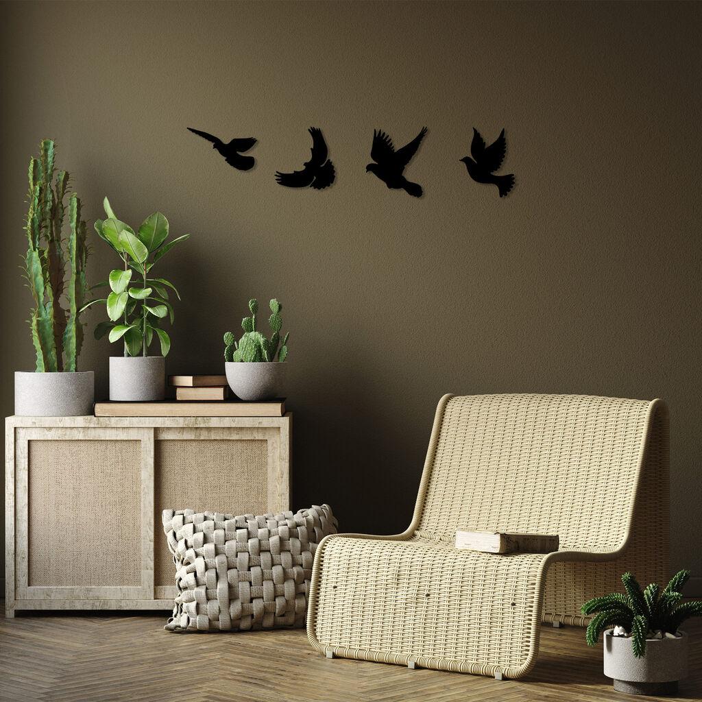 Wallity Комплет dzидни декорации Гулаби-293, од 13x22 см до 19x22 см, 1 мм, 4 парчиња, црна