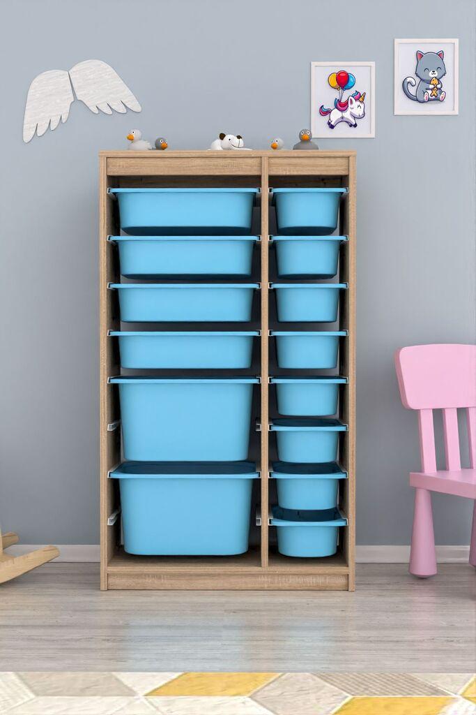 Комода Hanah Home за повеќекратна употреба Montana Xs 2D4N8U, 69 x 112,2 x 29,6 см, кафеаво-сина
