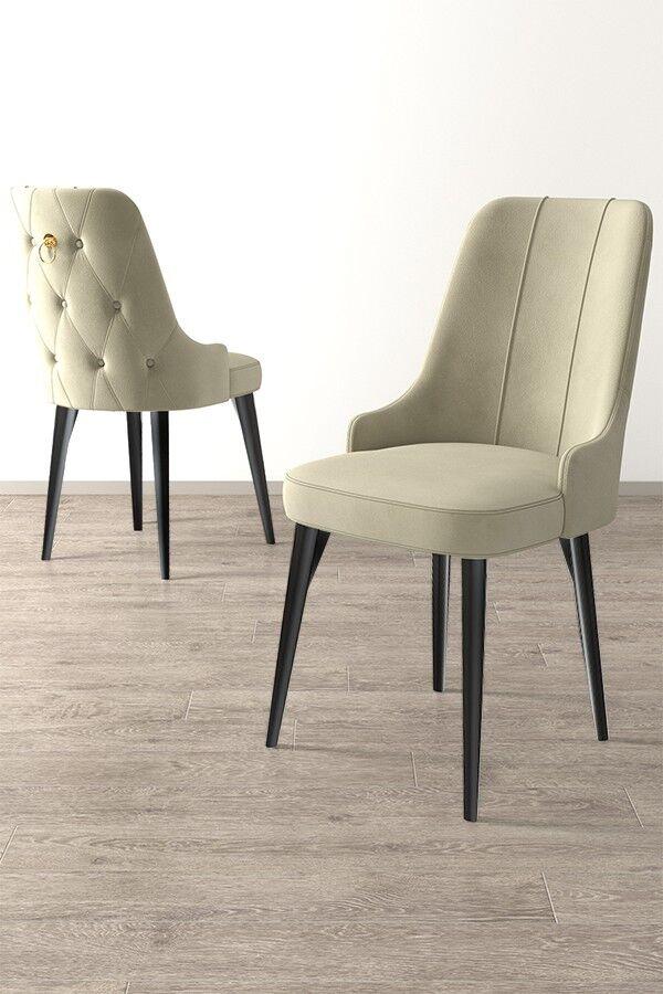 Комплет столчиња Hanah Home Newa, 46x94x46 см, 6 парчиња, крем-црна боја
