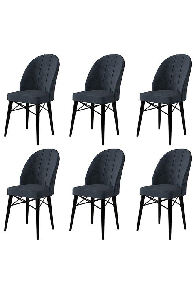 Комплет столчиња Hanah Home Ritim, 44x96x42 см, 6 парчиња, антрацит-црна