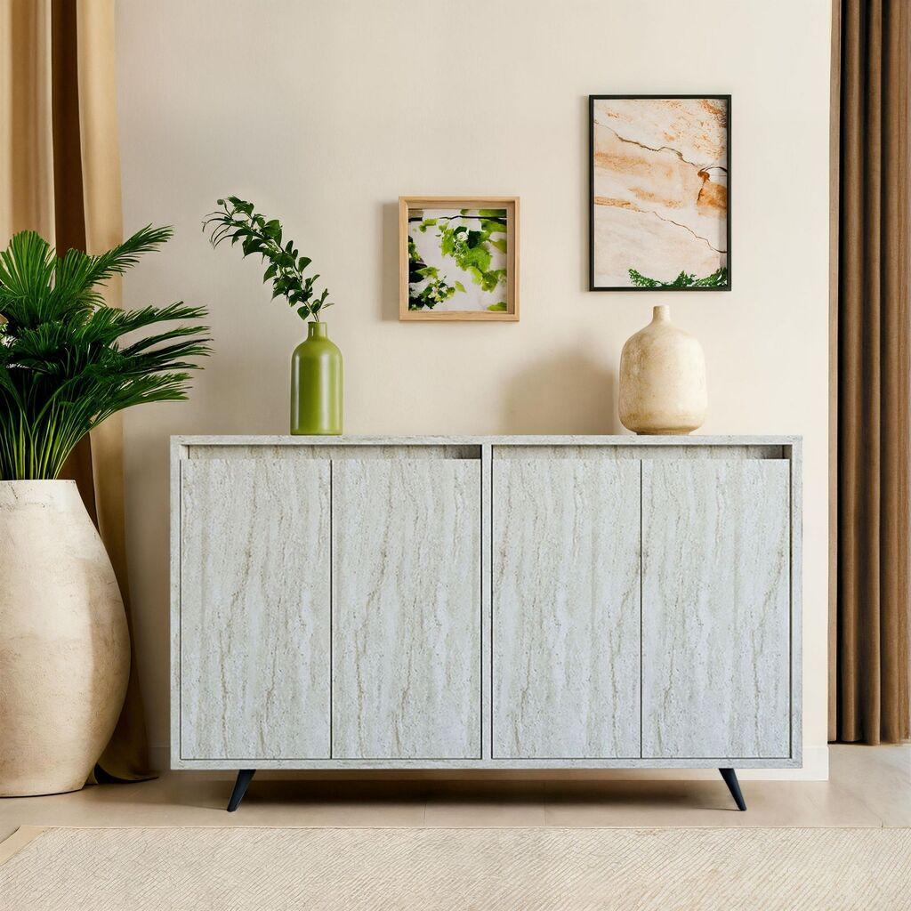 Конзолна маса Hanah Home Shans, 140 x 86 x 40 см, крем