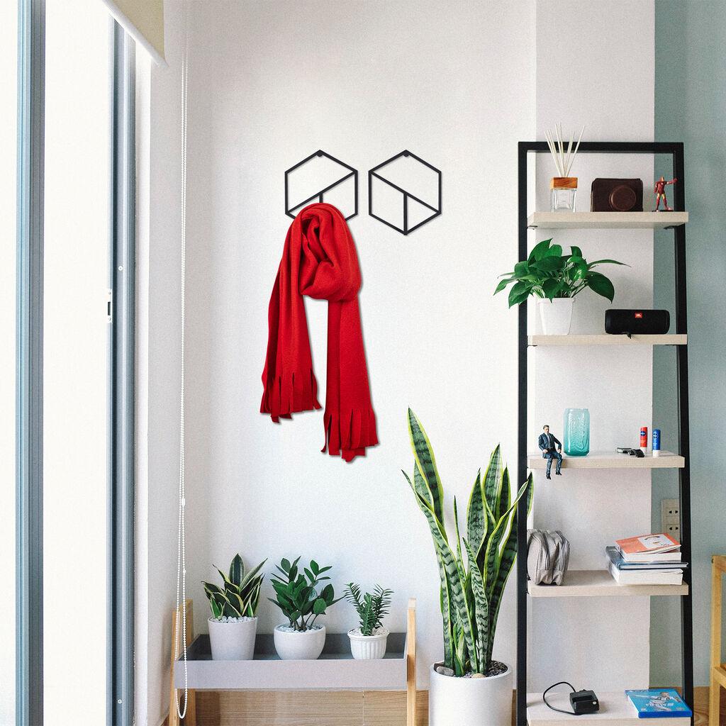 Wallity закачалка за dzид геометриска, 40x20 см, црна