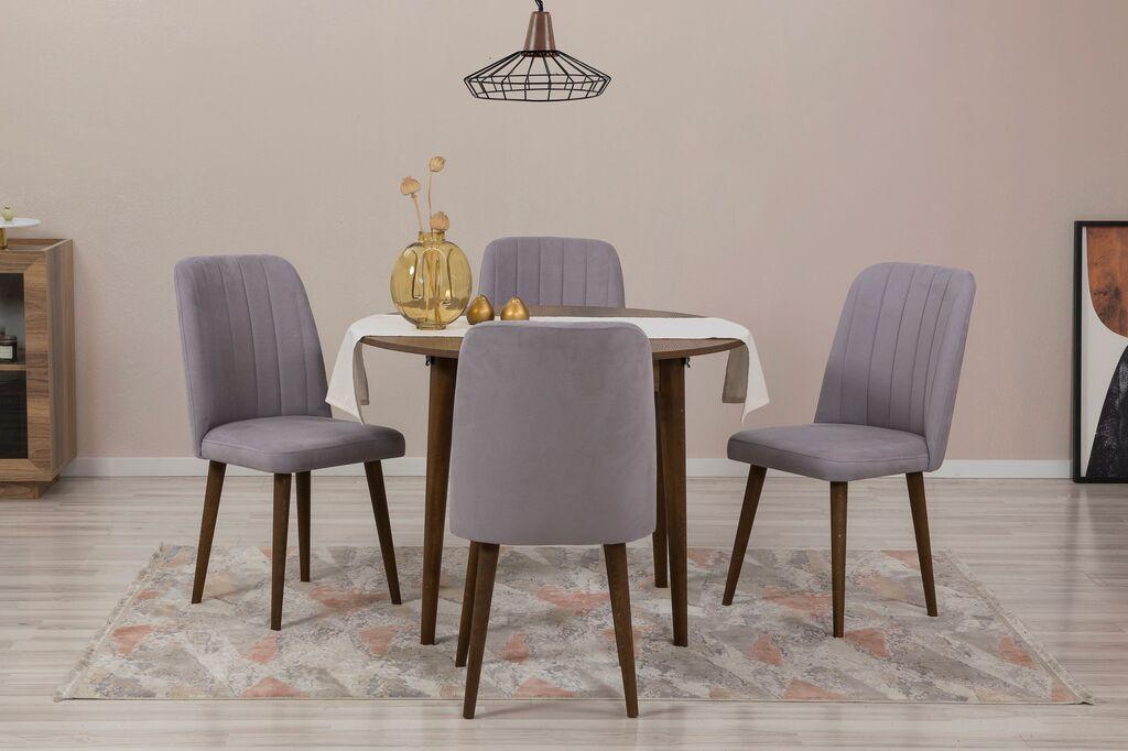 Hanah Home Комплет трпезариска маса и 4 трпезариски столчиња Vinah 0701, сива