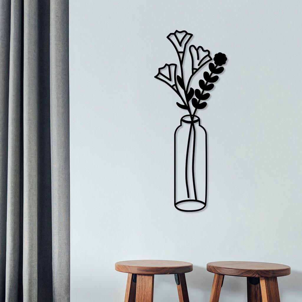 Wallity декорација за ѕид Цвет 6, 24x60 см, 1,5 мм, црна