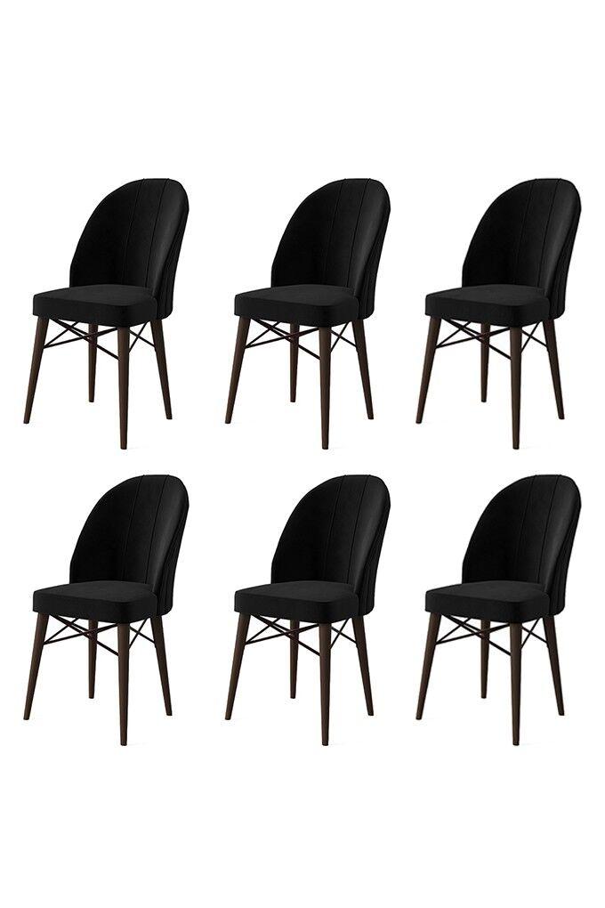 Комплет столчиња Hanah Home Ritim, 44x96x42 см, 6 парчиња, кафеаво-црна