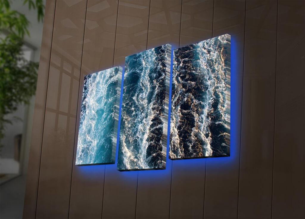 Слика на платно од 3 дела на Wallity со LED осветлување