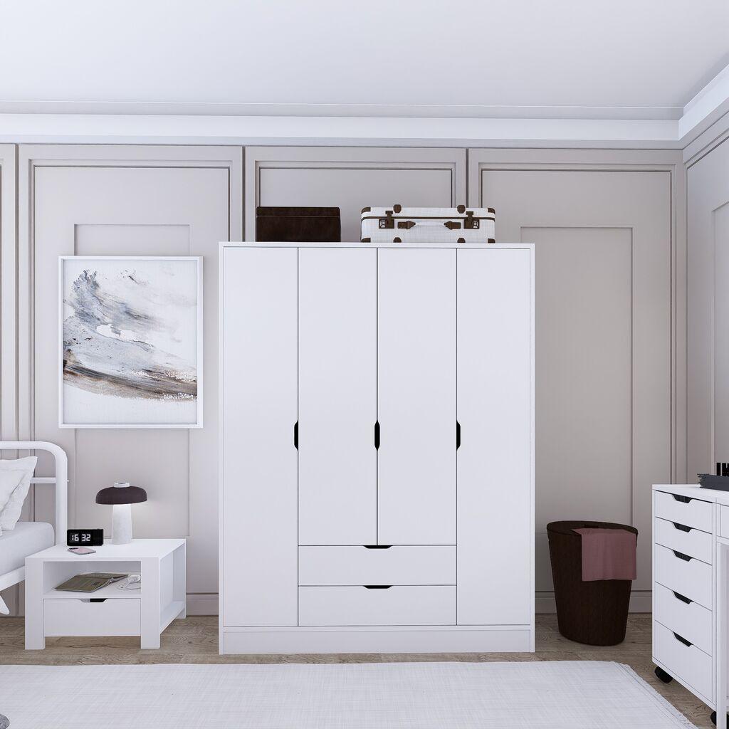 Гардеробер Hanah Home Duru со 4 врати 1600-017, 140x182x45 см, бела