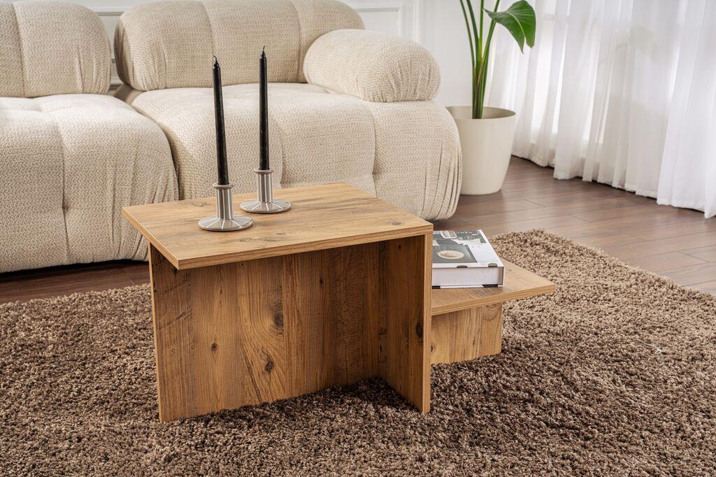 Маса Hanah Home Club Harmony, 80x40x40 см, кафеава