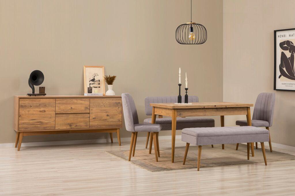 Трпезариски сет Hanah Home, клупа Vina 04 0701, 6 дела, сива