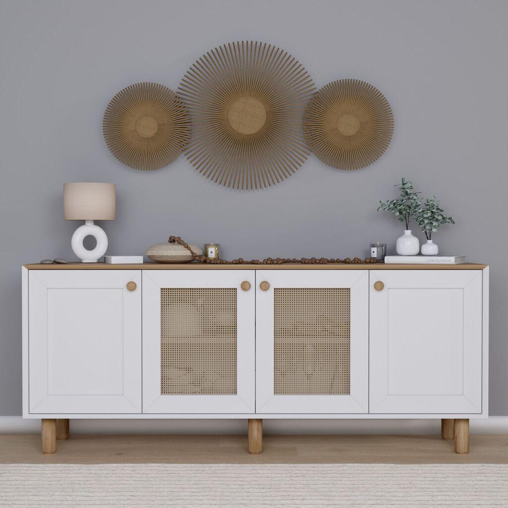 Конзолна маса Hanah Home Bohemian 1600-145, 180x75x40 см, боја бела-даб