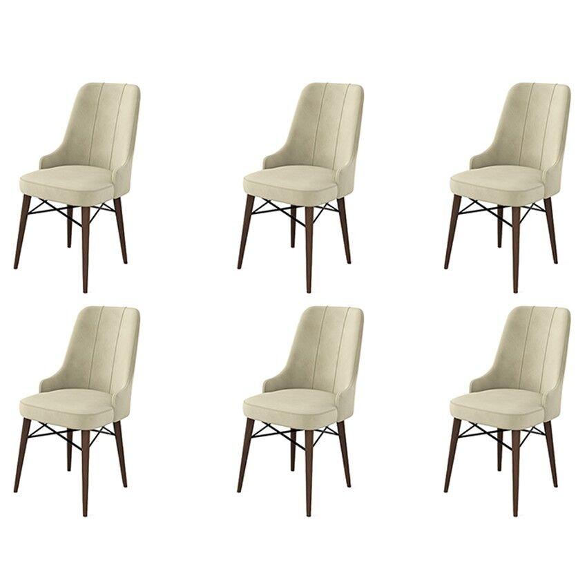 Комплет столчиња Hanah Home Pare, 46x94x46 см, 6 парчиња, кремасто-кафеава