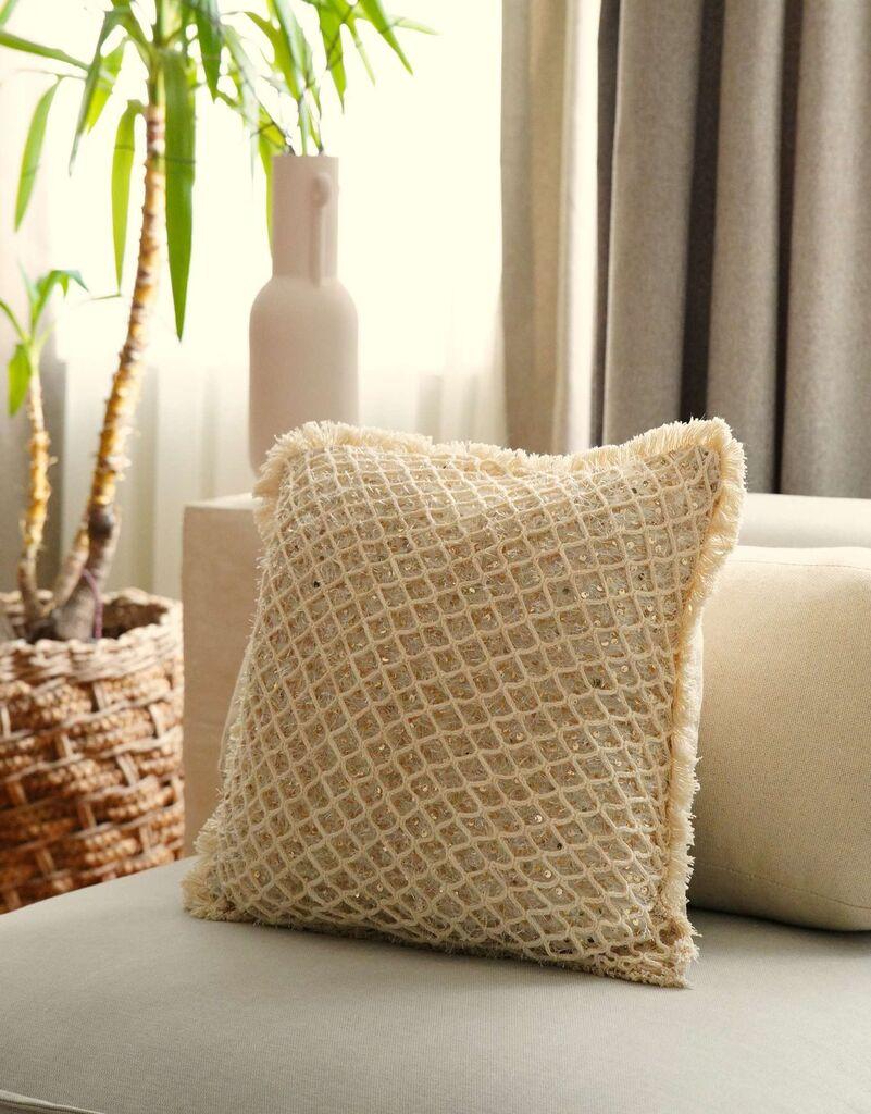 Декоративна навлака за перница Aberto Design KET007, 43x43 см, беж