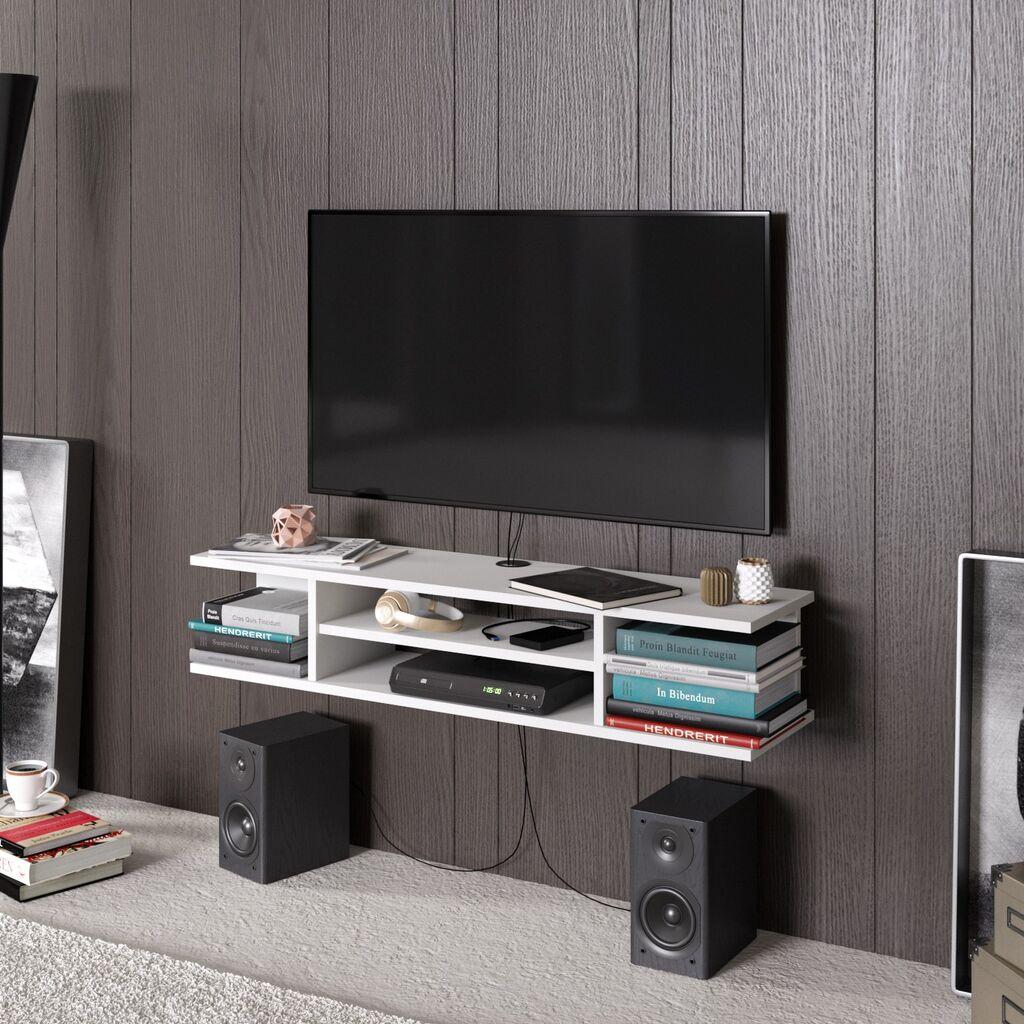 Hanah Home TV комода со ротирачка основа, 120x23x29,5 см, бела
