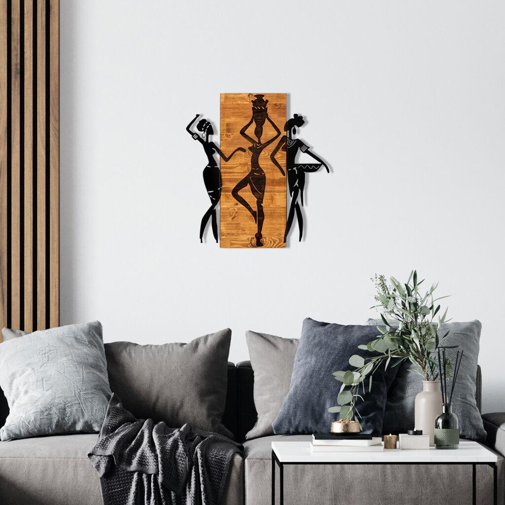 Африканска декорација за dzид Wallity, 54x58 см, кафеава боја