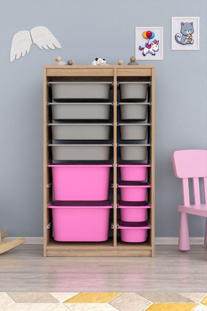 Комода Hanah Home за повеќекратна употреба Montana Xs 2D4N8U, 69 x 112,2 x 29,6 см, кафеаво-сиво-розова