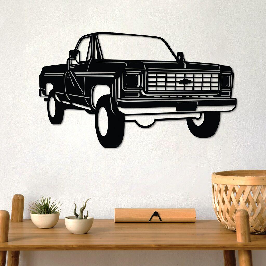 Wallity декорација за dzид - пикап камион Chevy K20 (1976), 60 x 35 см, црна