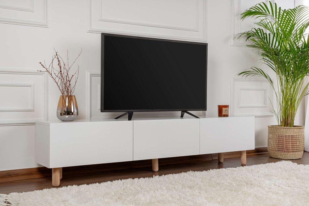 Комода за телевизор Hanah Home Alvin, 180x42x31,4 см, бела