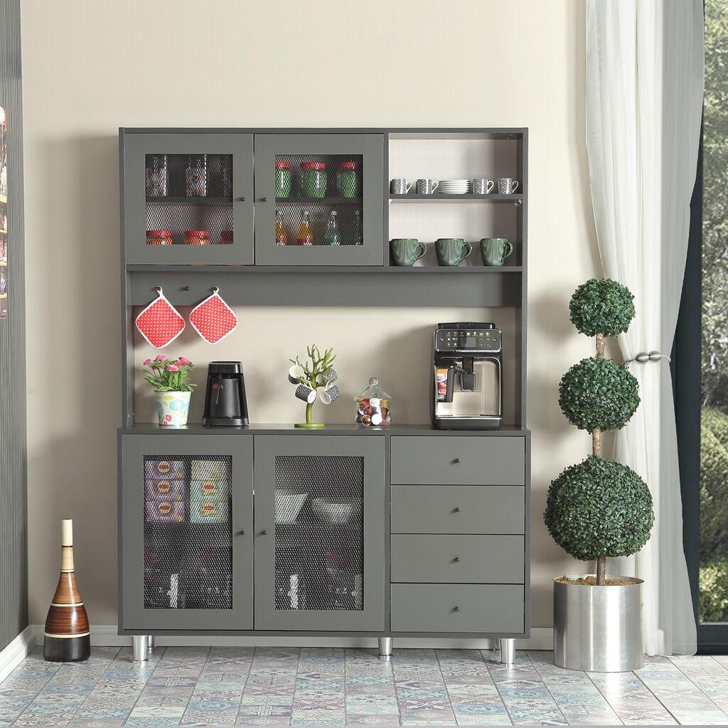 Комода Hanah Home за повеќекратна употреба Grano 140, 140 x 187 x 40 см, Антрацит