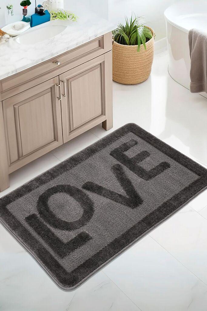 Килим за бања L'essentiel Maison Love, 60x100 cm, антрацит