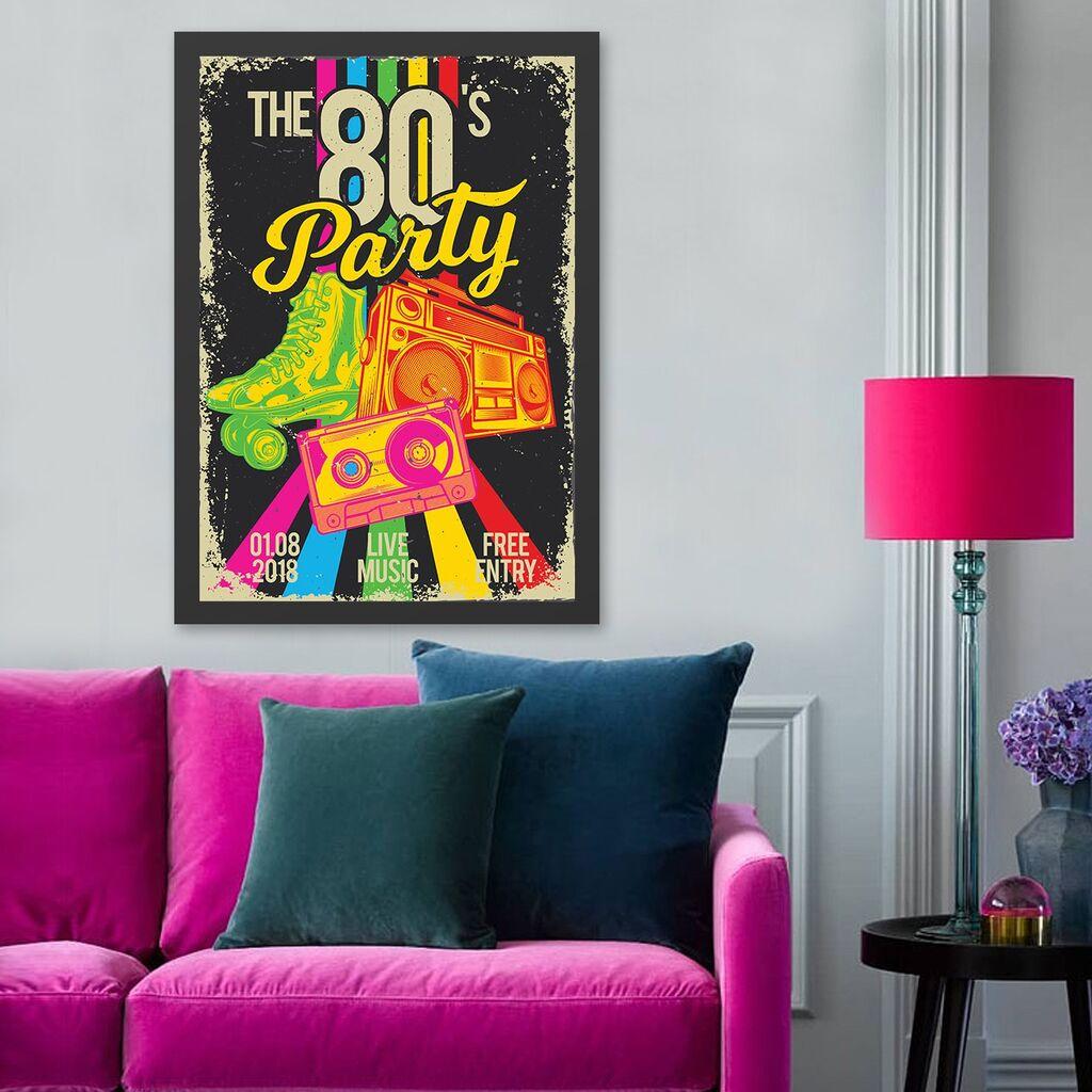 Врамена слика Wallity „Забавата од 80-тите", 55x75 см