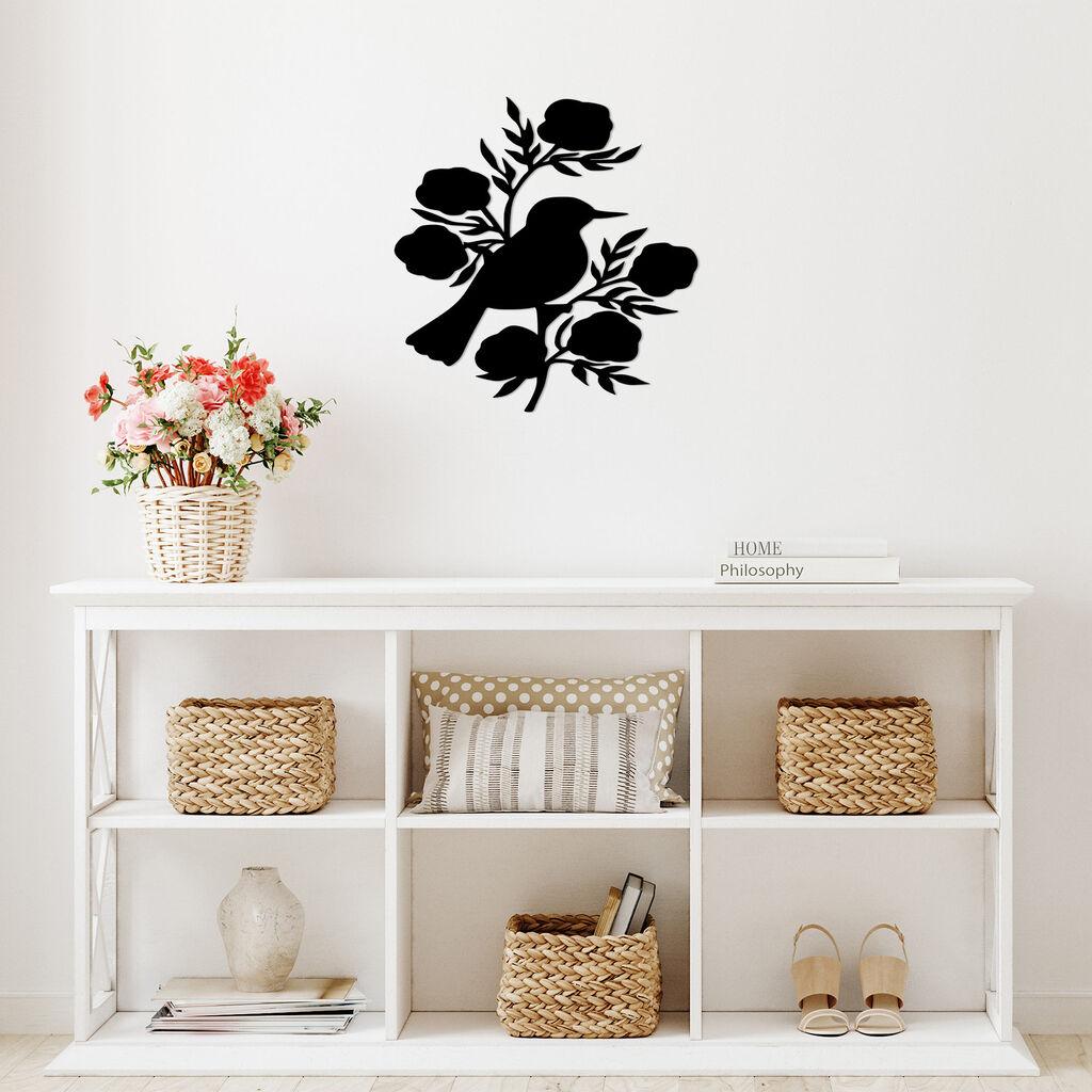 Wallity декорација за dzид Роза и птица - 440, 67 x 70 см, црна