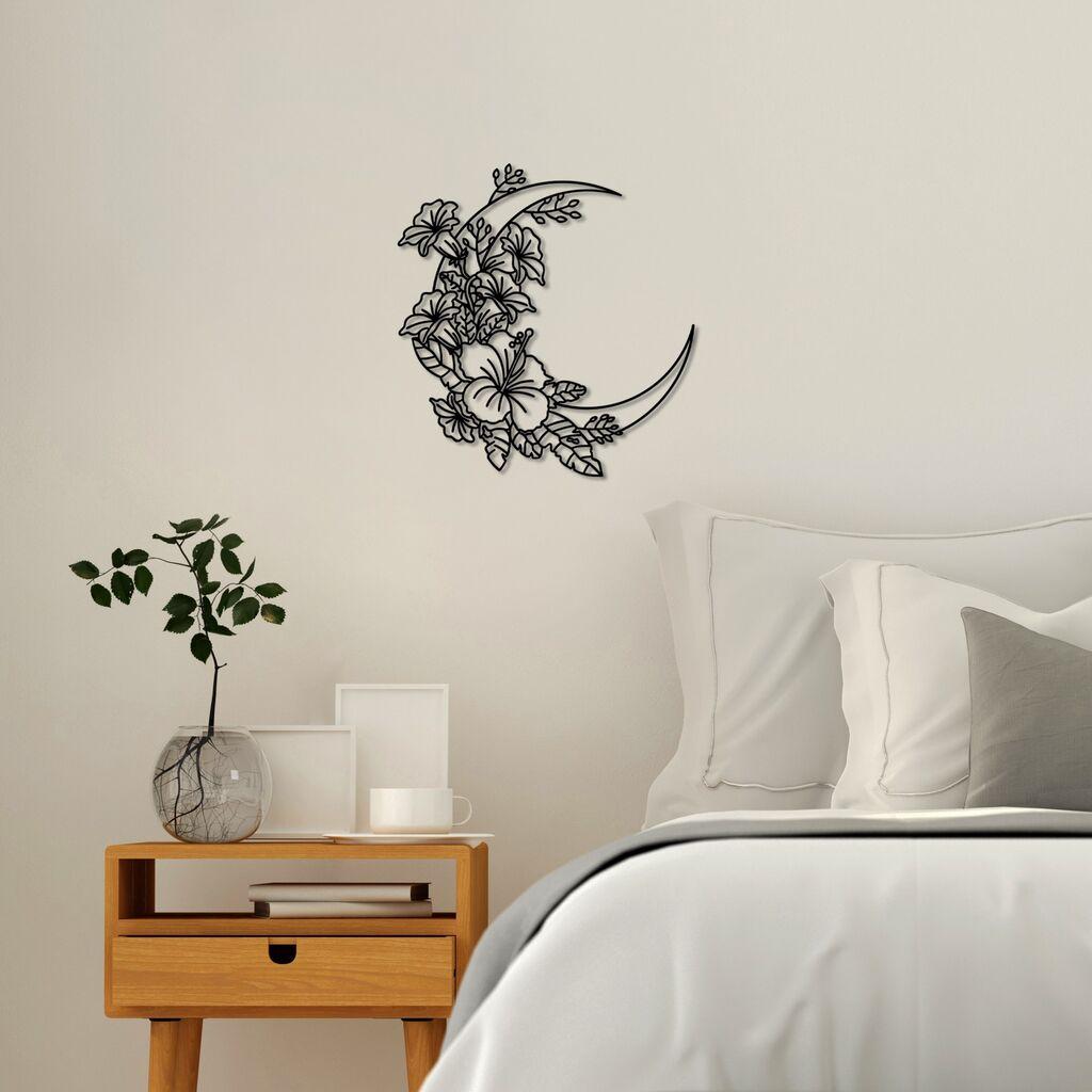 Wallity декорација за dzид Цветна Месечина 1 - M, 50 x 47 см, црна